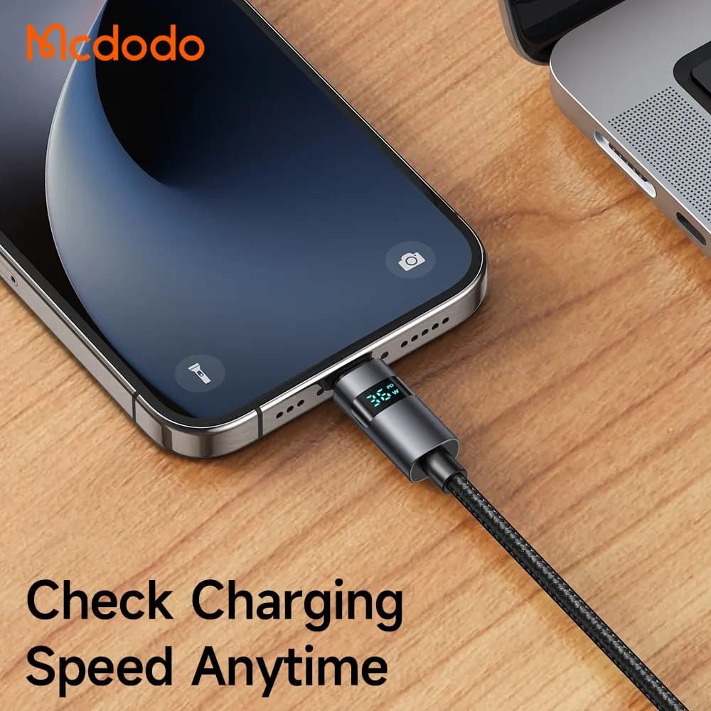 کابل شارژ 36وات 3 آمپر Type-c به Lightning نمایشگر دار 1.2 متر برند مک دودو مدل Mcdodo CA-6570 — تصویر ۸