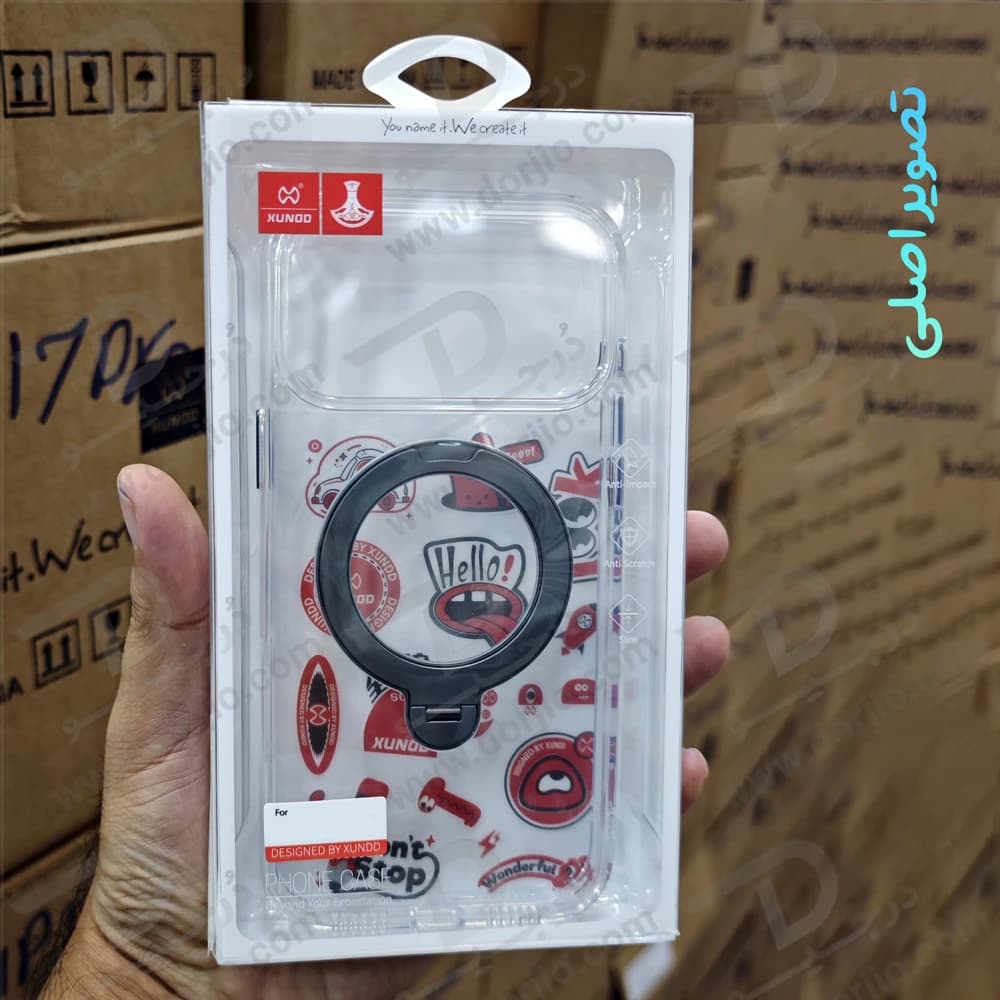 قاب شفاف رینگ استند مگنتی 360 درجه iPhone 17 Pro مارک XUNDD سری Zero Sense — تصویر ۸