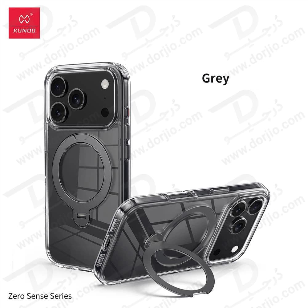 قاب شفاف رینگ استند مگنتی 360 درجه iPhone 17 Pro مارک XUNDD سری Zero Sense — تصویر ۴
