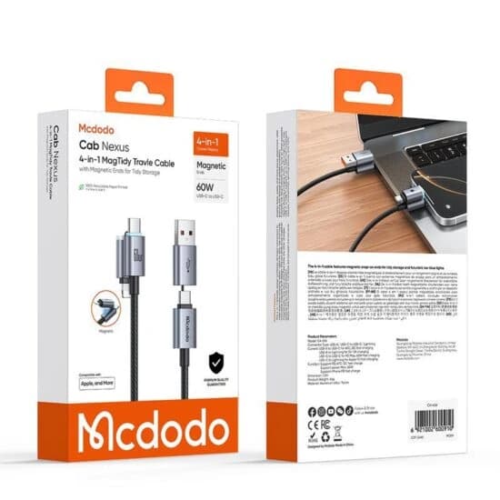 کابل شارژ چند سر 4 کاره مگنتی 60 وات Type-C و USB-A به Lightning و Type-C طول 1.2 متر برند مک دودو مدل Mcdodo CA-6560 — تصویر ۱۰
