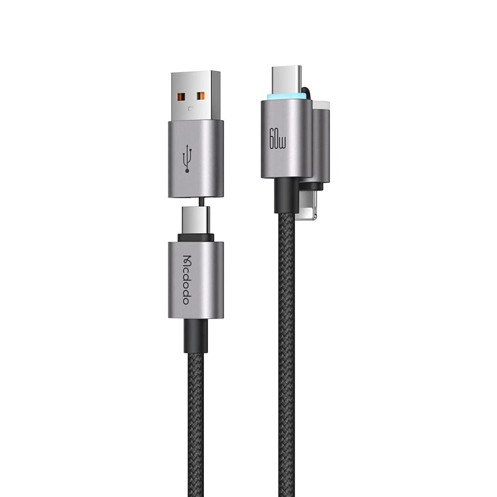 کابل شارژ چند سر 4 کاره مگنتی 60 وات Type-C و USB-A به Lightning و Type-C طول 1.2 متر برند مک دودو مدل Mcdodo CA-6560 — تصویر ۴