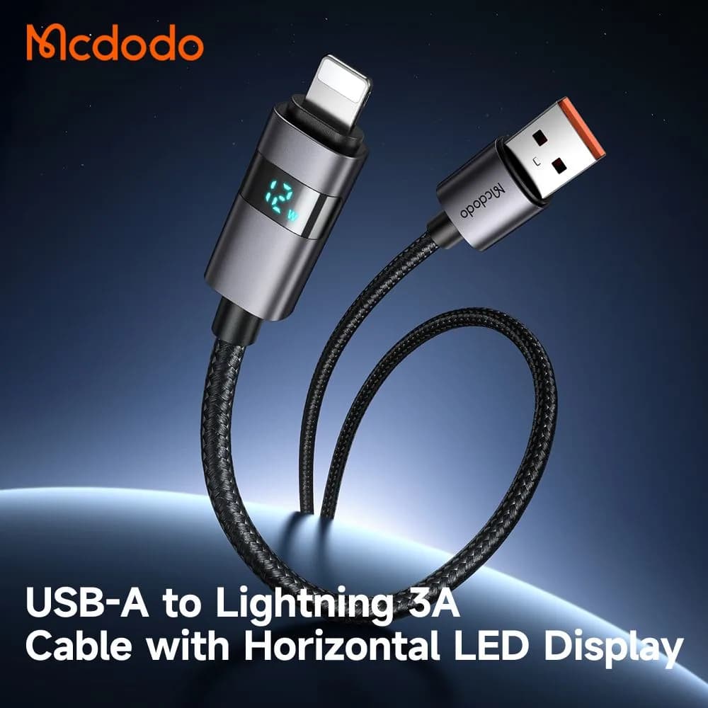 کابل شارژ 3 آمپر USB-A به Lightning نمایشگر دار 1.2 متر برند Mcdodo مدل Mcdodo CA-6490 — تصویر ۵