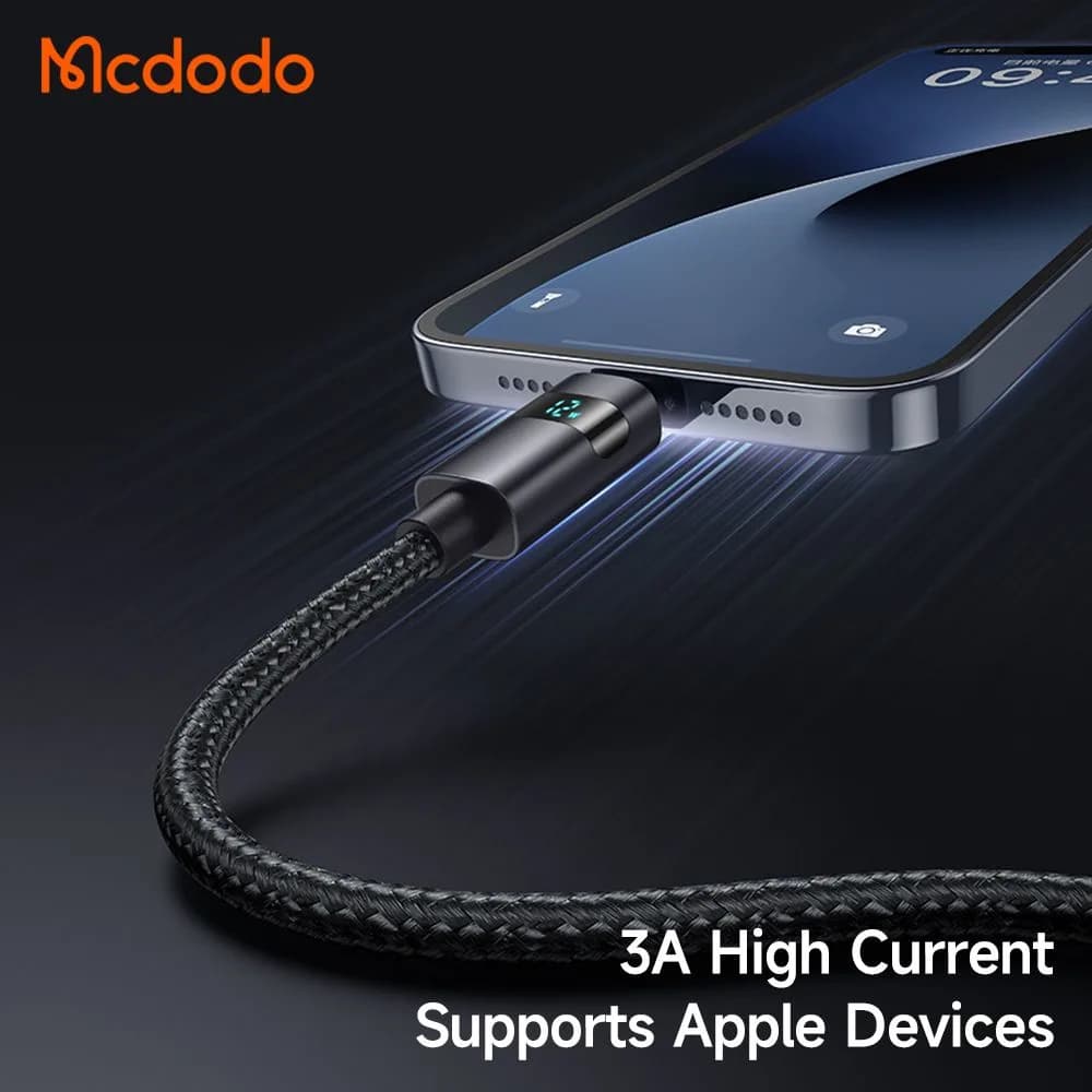 کابل شارژ 3 آمپر USB-A به Lightning نمایشگر دار 1.2 متر برند Mcdodo مدل Mcdodo CA-6490 — تصویر ۶