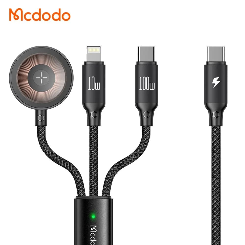 کابل شارژ چند سر 3 کاره 100وات Type-C و Lightning و Apple Watch طول 1.2 متر برند مک دودو مدل Mcdodo CA-4940 — تصویر ۱۱