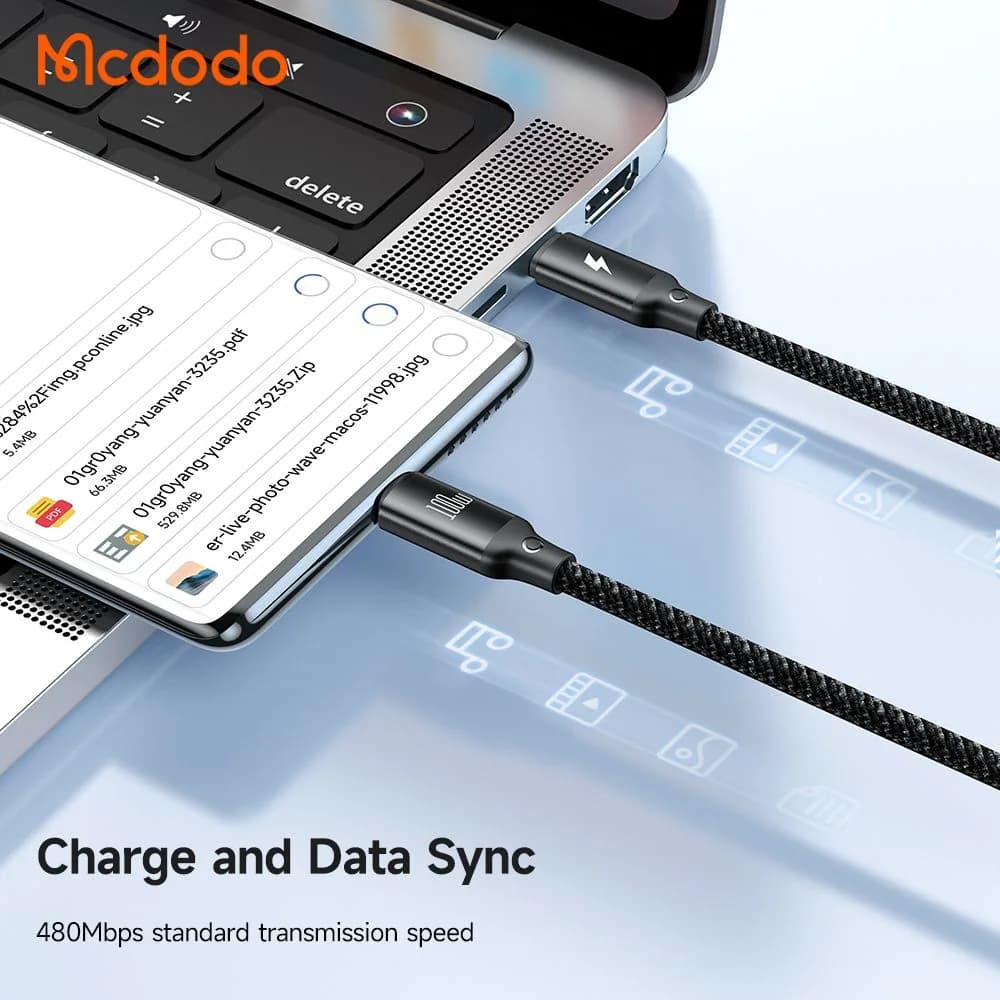 کابل شارژ چند سر 3 کاره 100وات Type-C و Lightning و Apple Watch طول 1.2 متر برند مک دودو مدل Mcdodo CA-4940 — تصویر ۸