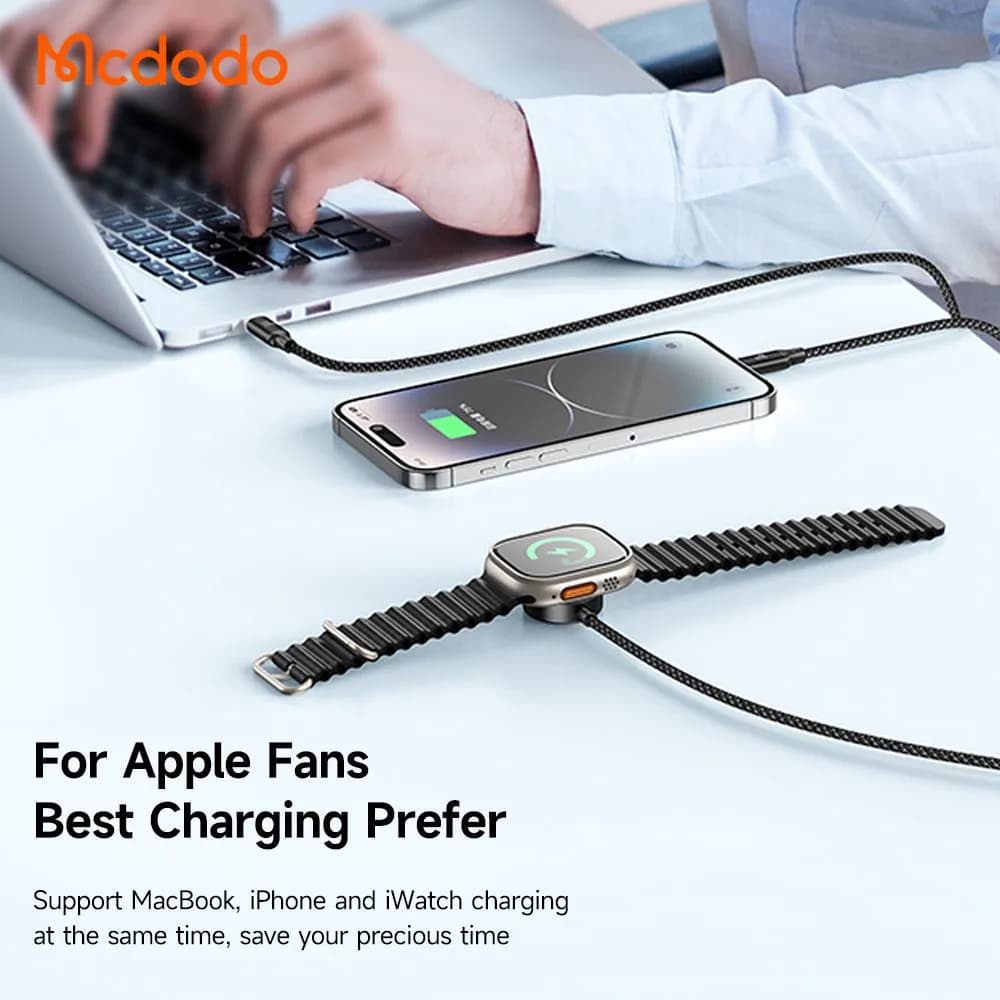 کابل شارژ چند سر 3 کاره 100وات Type-C و Lightning و Apple Watch طول 1.2 متر برند مک دودو مدل Mcdodo CA-4940 — تصویر ۷