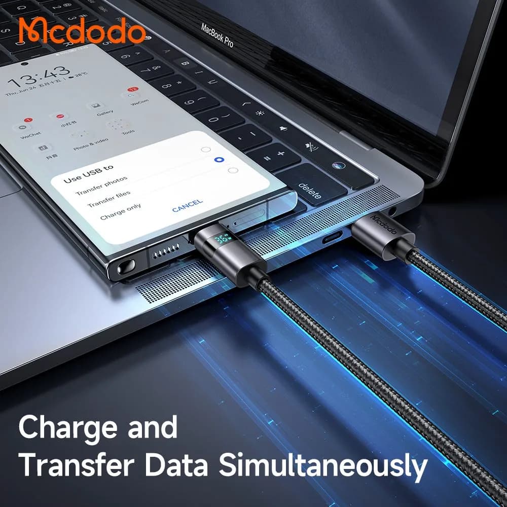 کابل شارژ 100وات 6 آمپر USB-A به Type-C نمایشگر دار 1.2 متر برند Mcdodo مدل CA-6520 — تصویر ۵