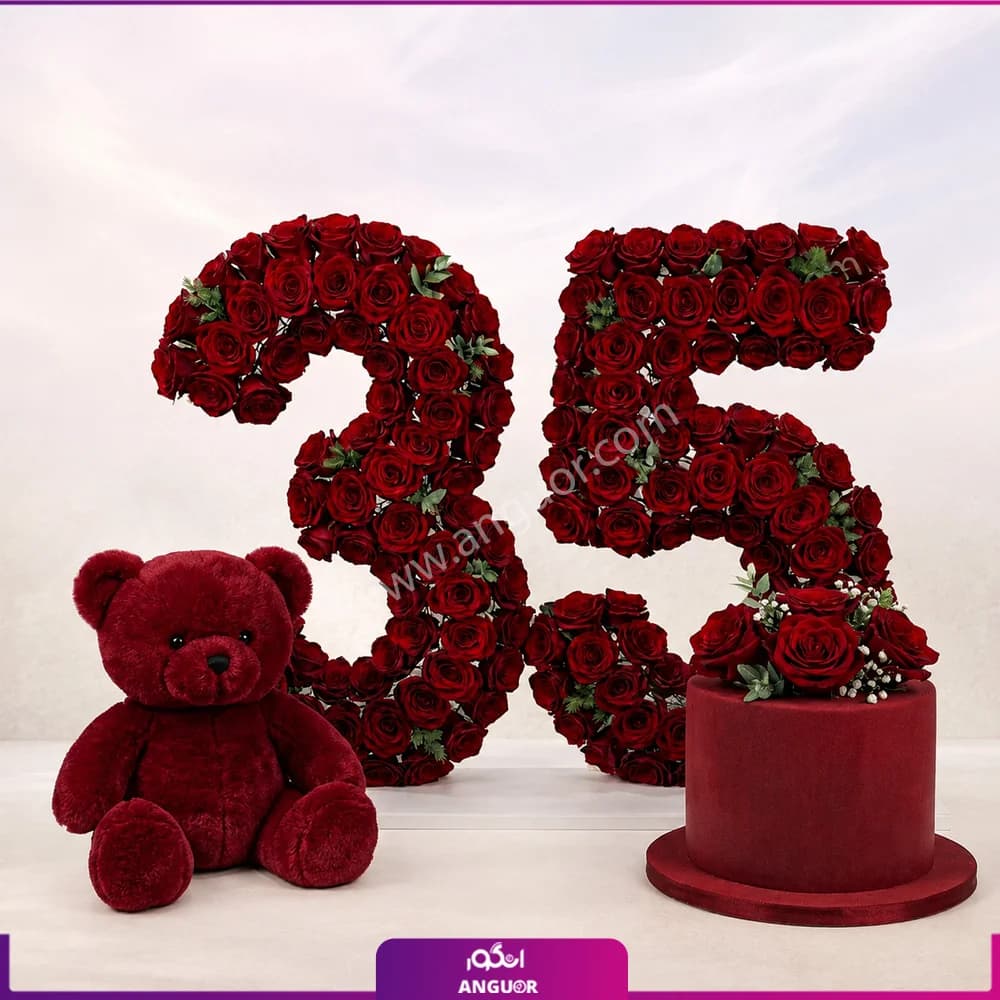 استند عدد 35 با گل رز قرمز — تصویر ۷