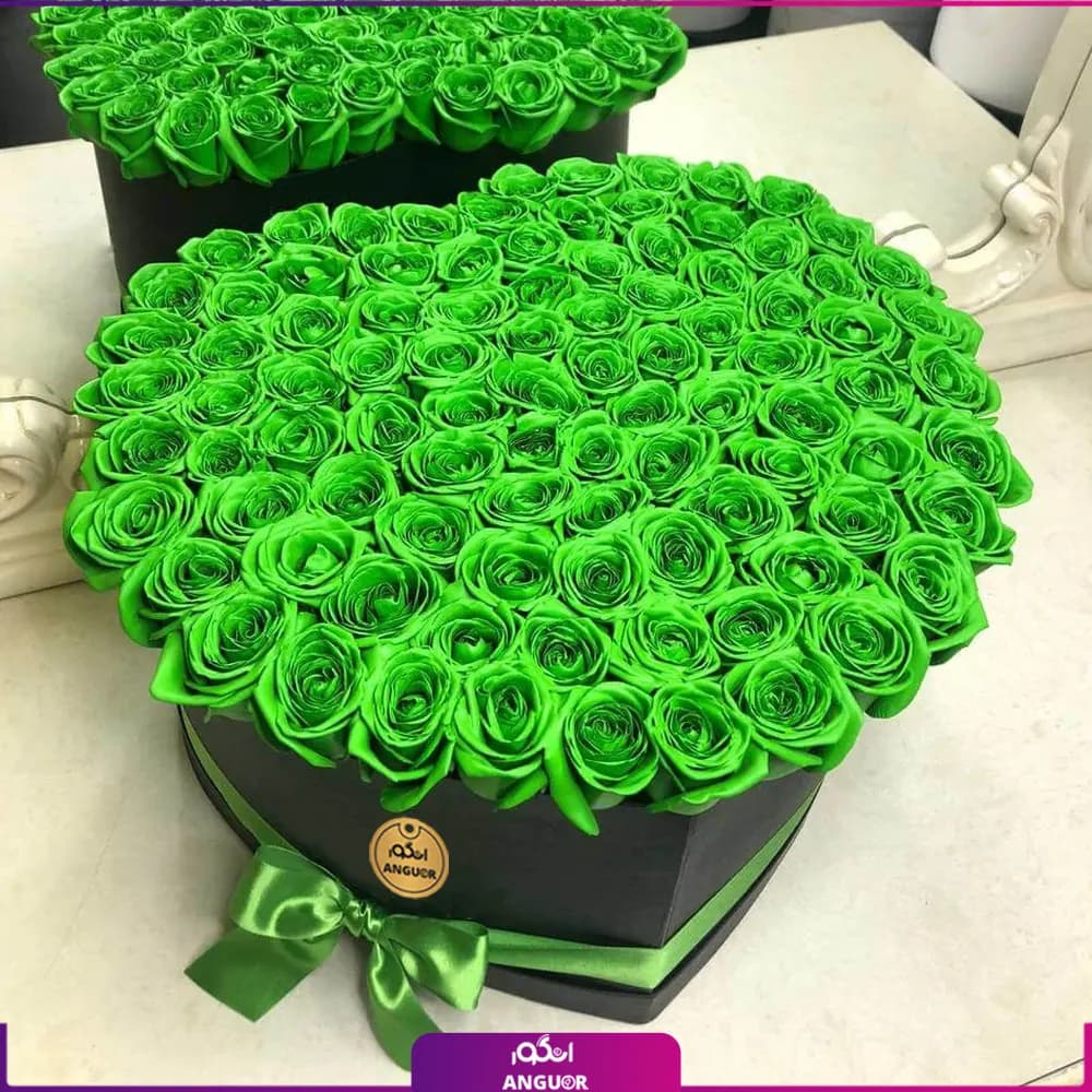 باکس گل رز سبز 101 شاخه ای