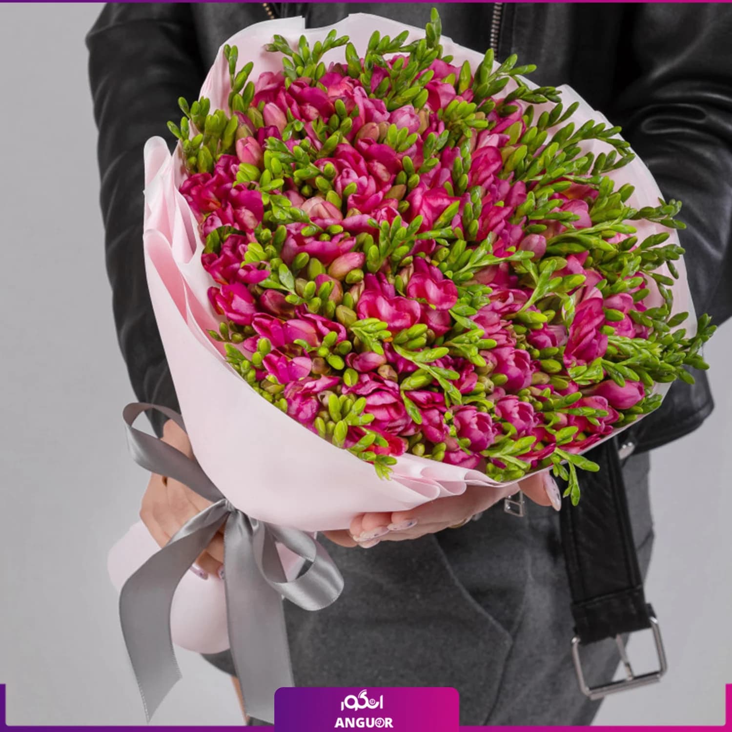 دسته گل فرزیا 65 شاخه ای صورتی