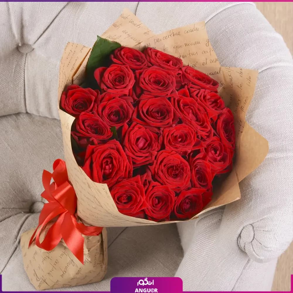 دسته گل رز قرمز 21 شاخه