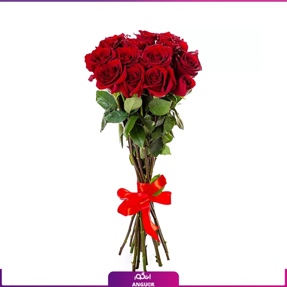 دسته گل رز قرمز 15 شاخه