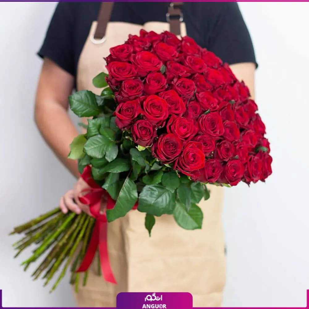 دسته گل رز قرمز 51 شاخه