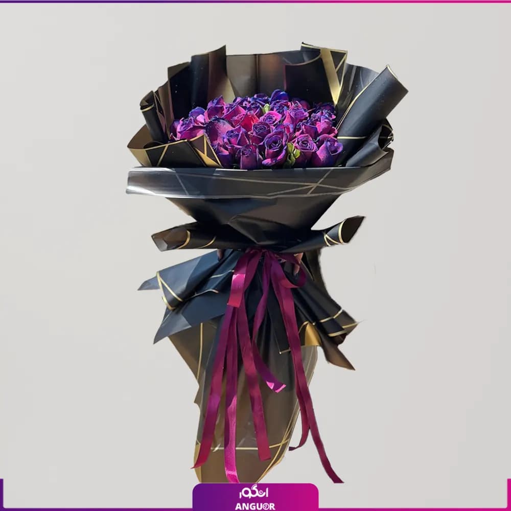 دسته گل رز بنفش 25 شاخه