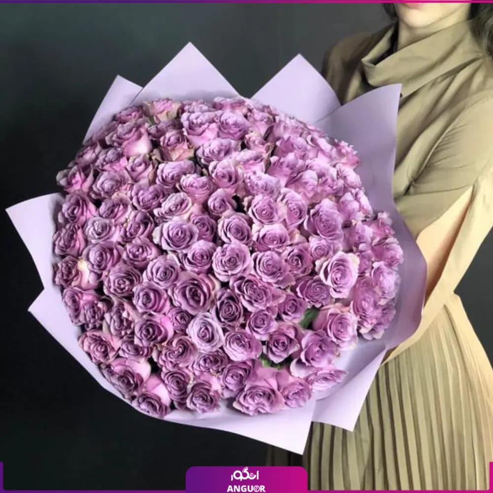 دسته گل رز بنفش پیوند