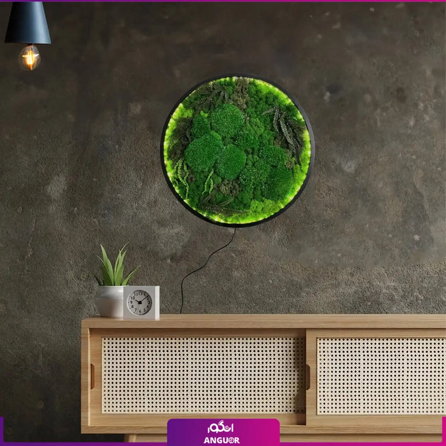 ماس وال طبیعی تثبیت شده طرح گرد LED دار