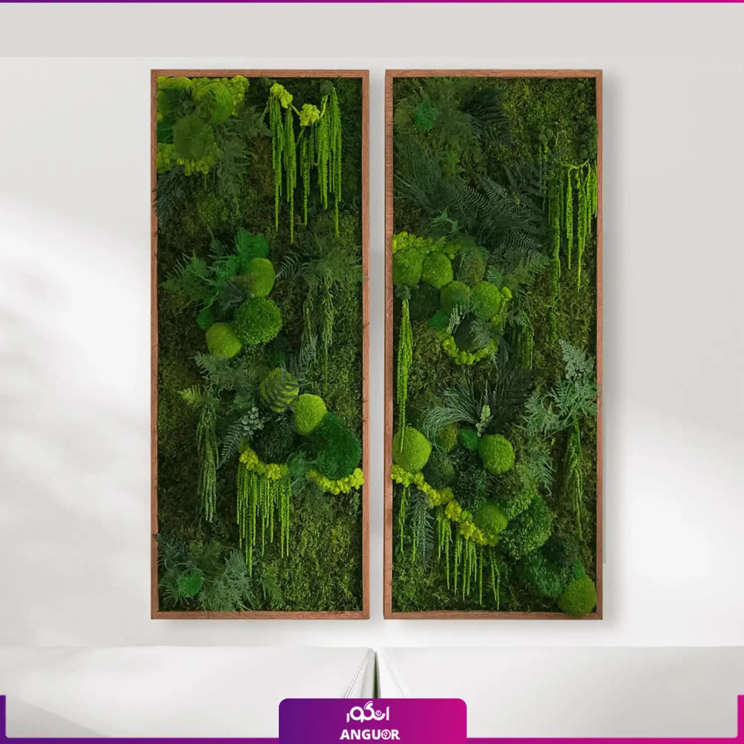 دیوار سبز خزه ای ست دوتایی (ماس وال طبیعی تثبیت شده)