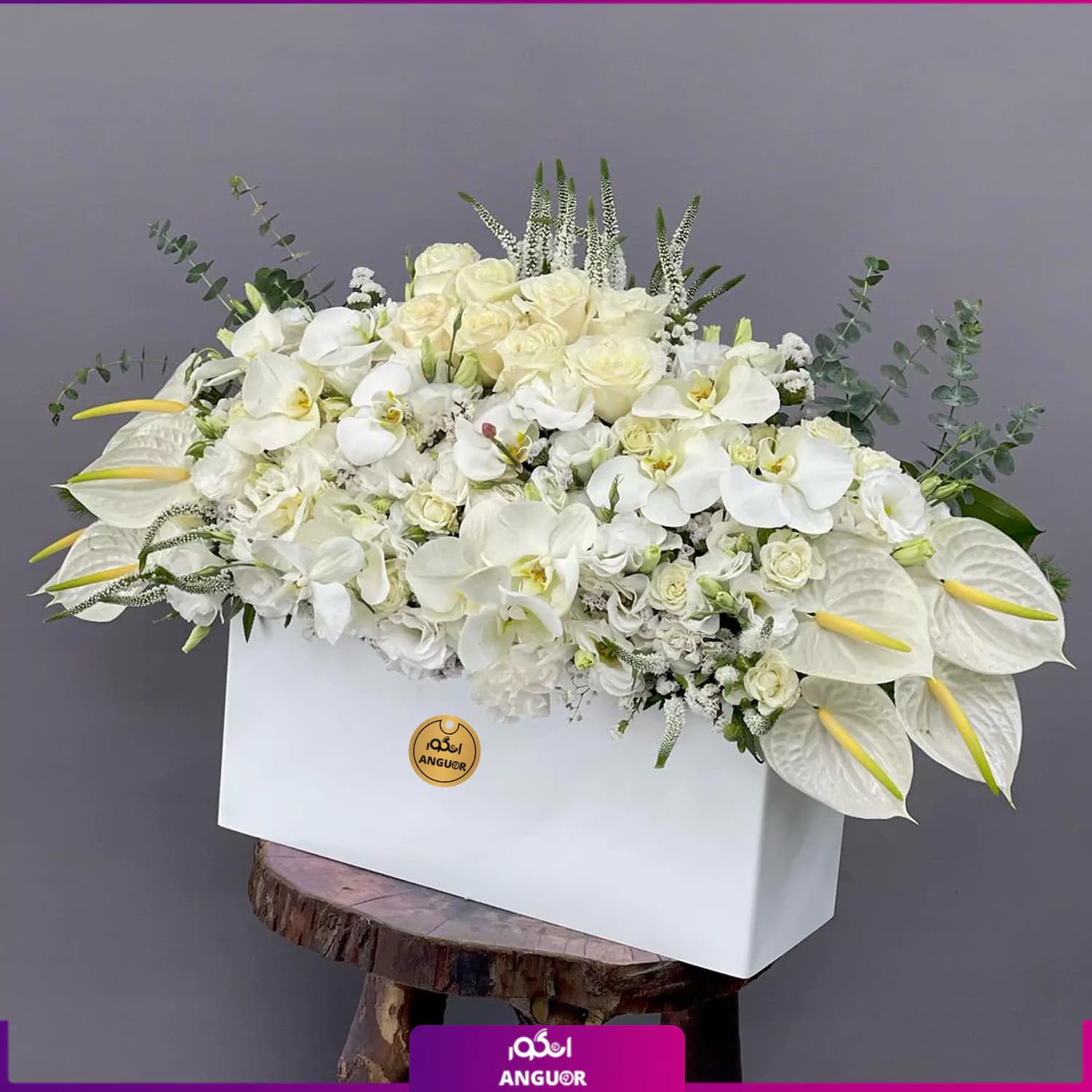 باکس گل ترحیم آنتوریوم، رز، ارکیده و… — تصویر ۲