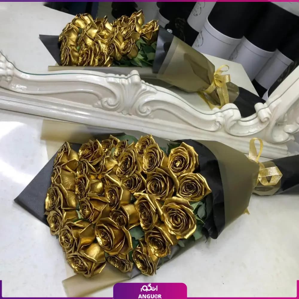 دسته گل رز طلایی 30 شاخه