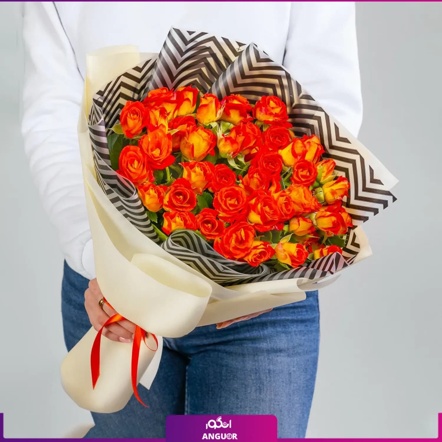 دسته گل رز نارنجی — تصویر ۶