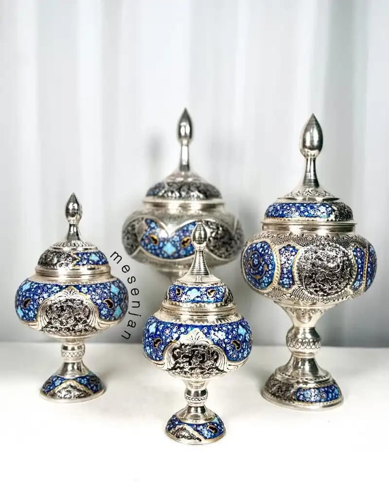 سرویس پذیرایی نقره اندود تذهیب — تصویر ۳