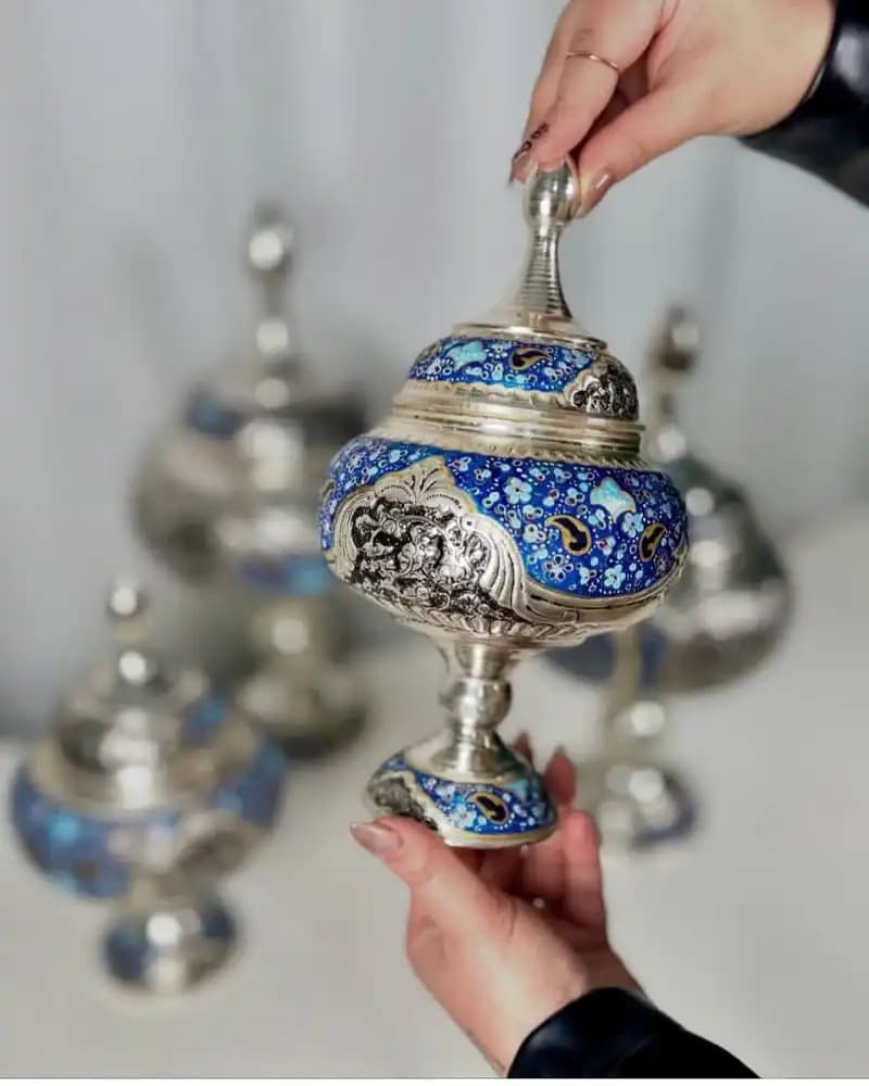 سرویس پذیرایی نقره اندود تذهیب — تصویر ۵