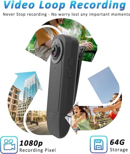 دوربین بادی کمرا کوچک و حرفه ای Mini Body Camera 1080P اورجینال امازون المان — تصویر ۸