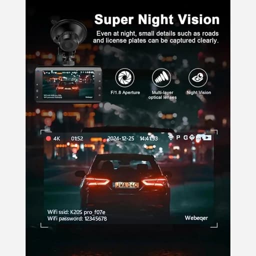 دوربین ثبت وقایع 4k وایفا. تایم لپس همراه با رم 64گیگ دوربین دنده عقب ضبط 24 ساعته اورجینال امازون المان — تصویر ۸