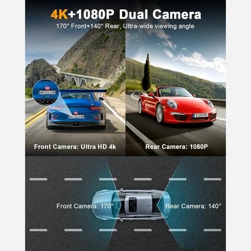 دوربین ثبت وقایع 4k وایفا. تایم لپس همراه با رم 64گیگ دوربین دنده عقب ضبط 24 ساعته اورجینال امازون المان — تصویر ۲