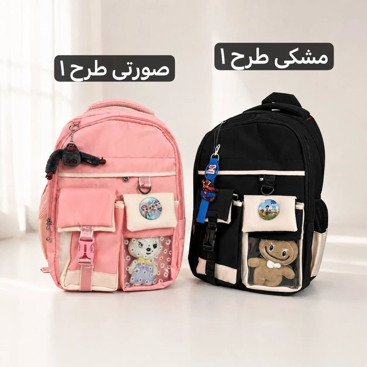 کوله پشتی بچگانه عروسکدار پارچه ای ابعاد 43 در 32 سانتیمتر — تصویر ۴