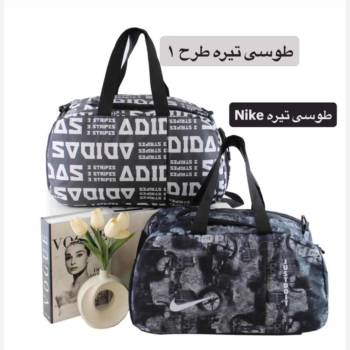 ساک ورزشی و اسپرت پارچهای با بند بلند و جیب بیرونی ابعاد 45x30x20 سانتیمتر — تصویر ۶