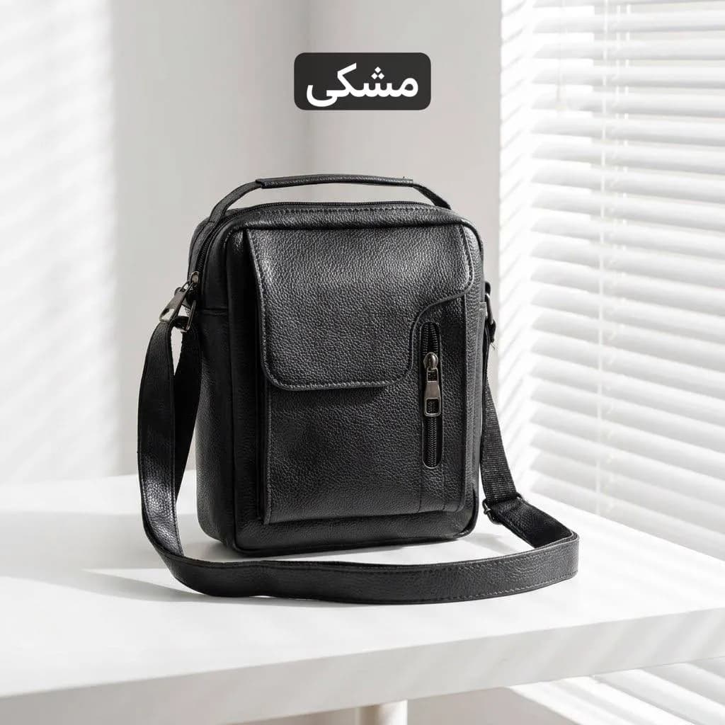 کیف مردانه چرم مصنوعی اداری و روزمره بند بلند — تصویر ۵