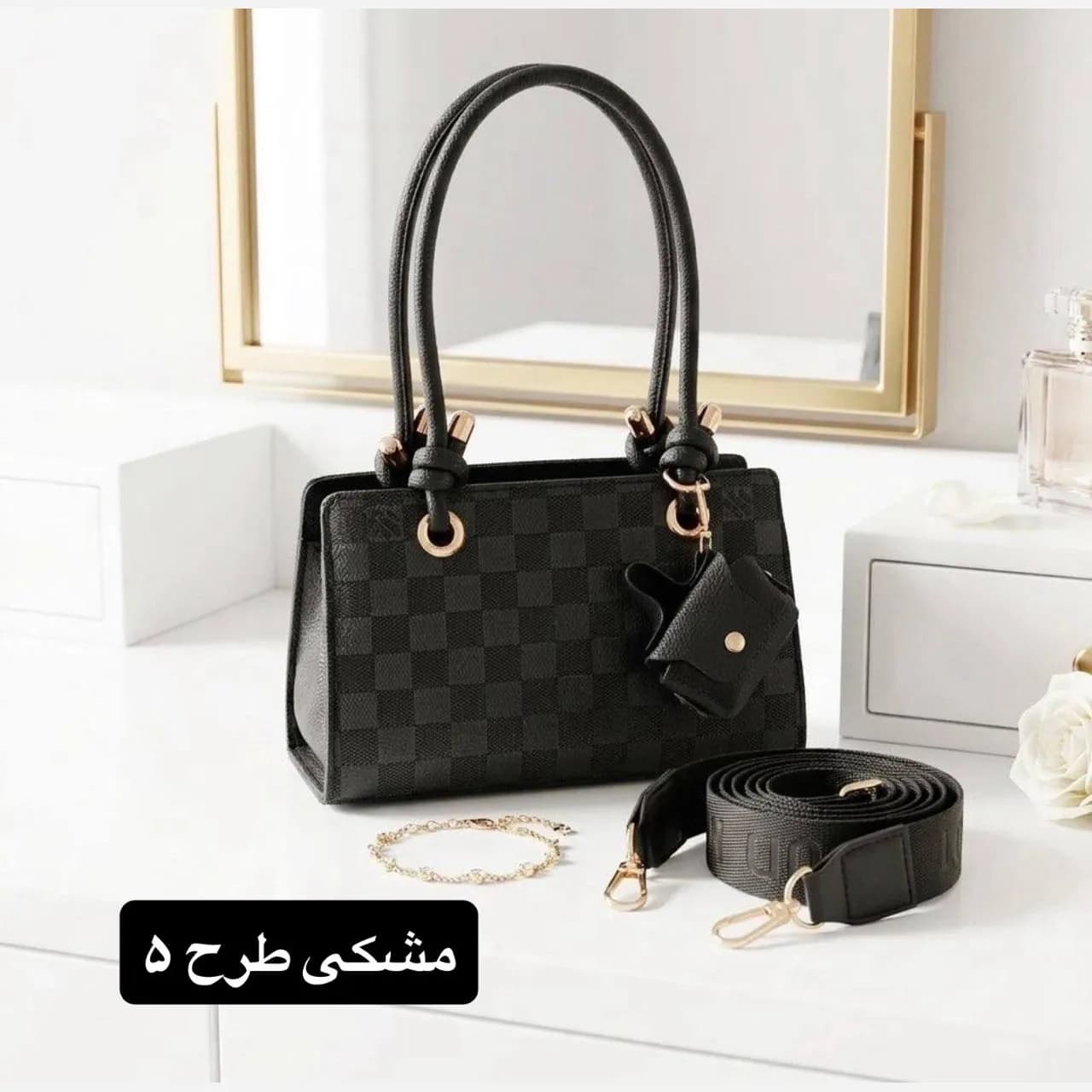 کیف پاسپورتی چرم مصنوعی زنانه روزمره مجلسی زیپدار بند بلند — تصویر ۶