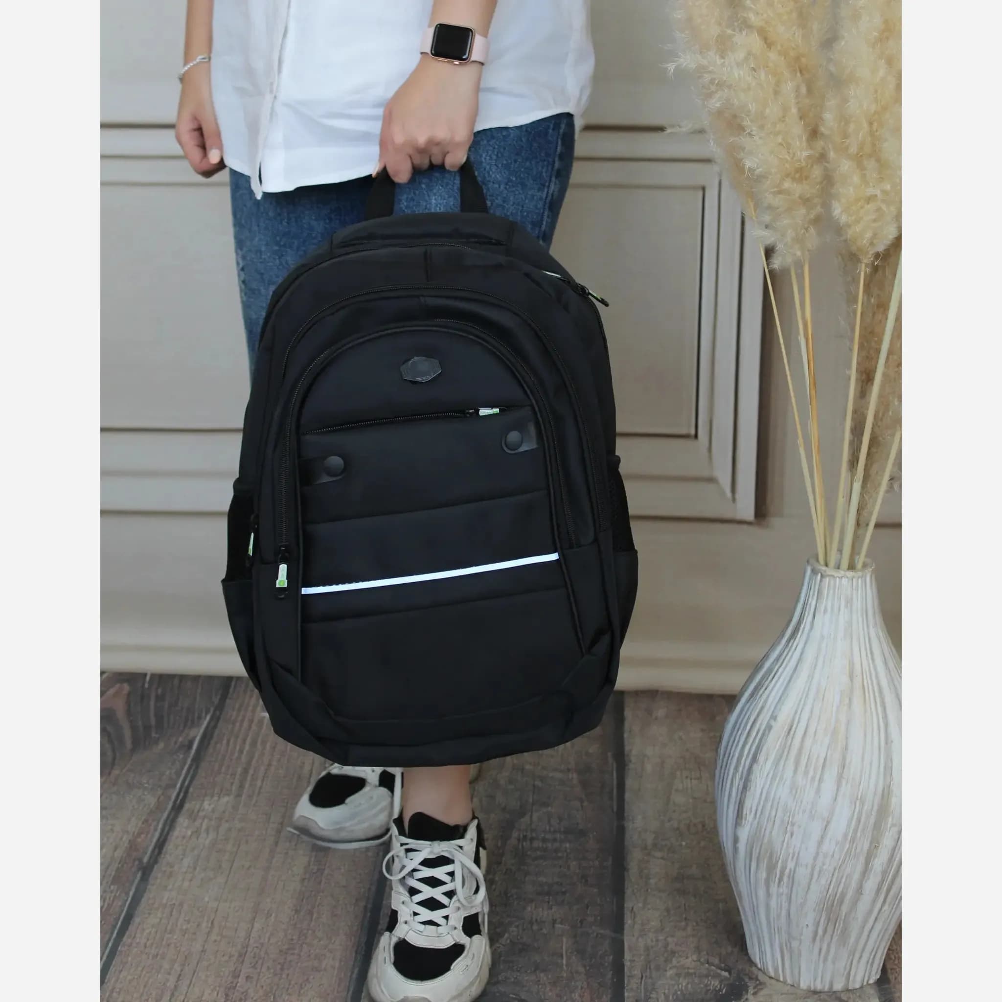 کوله پشتی پارچه ای روزمره و مدرسه مدل زیپی با بند دوشی — تصویر ۲