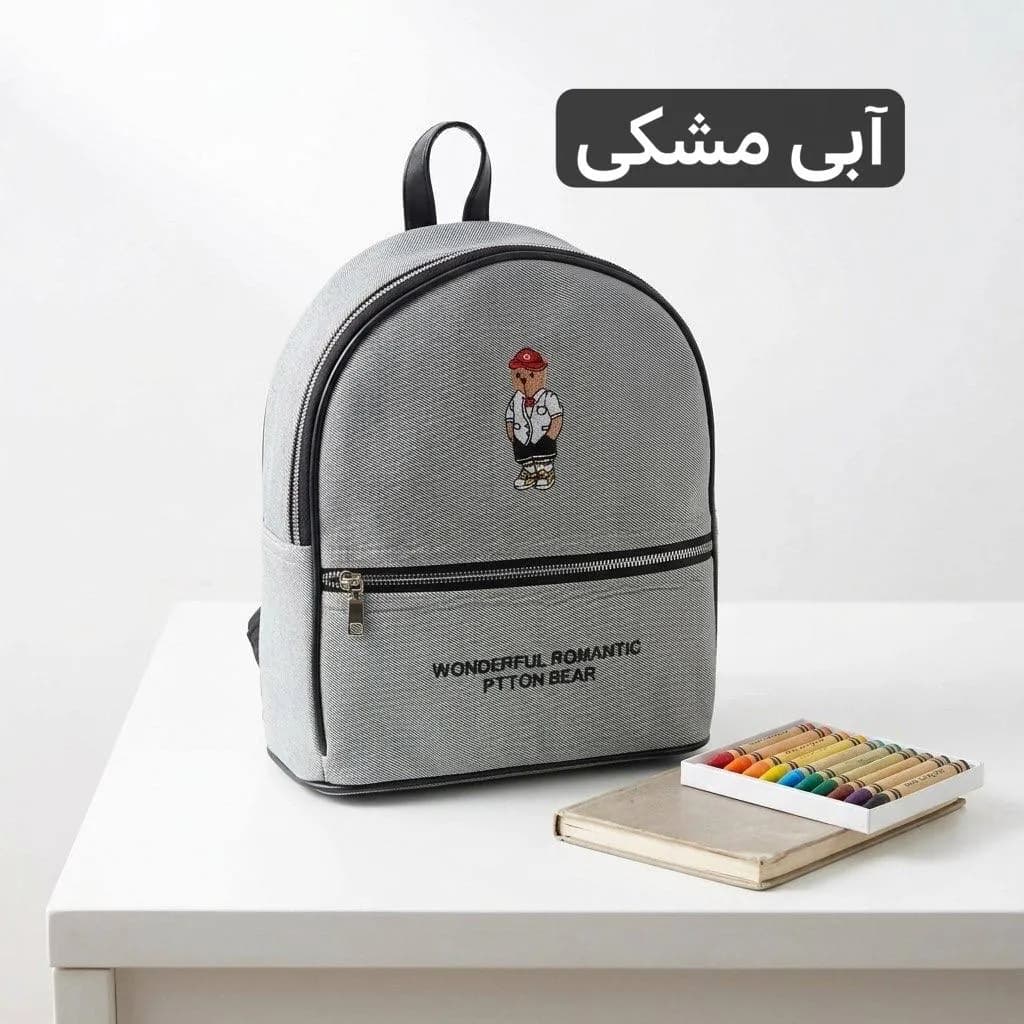 کوله پشتی بچگانه پارچه ای طرح کنف ابعاد 30 در 25 سانتیمتر — تصویر ۷