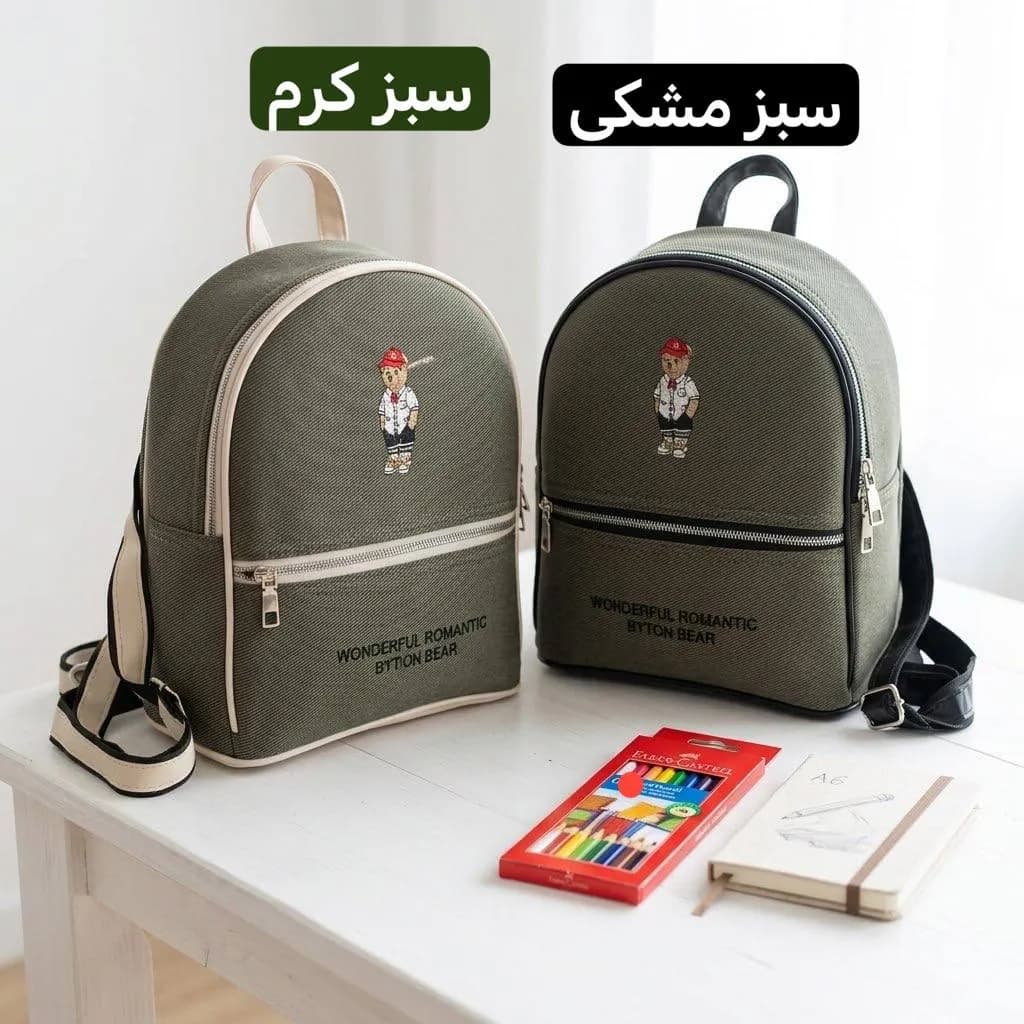 کوله پشتی بچگانه پارچه ای طرح کنف ابعاد 30 در 25 سانتیمتر — تصویر ۵