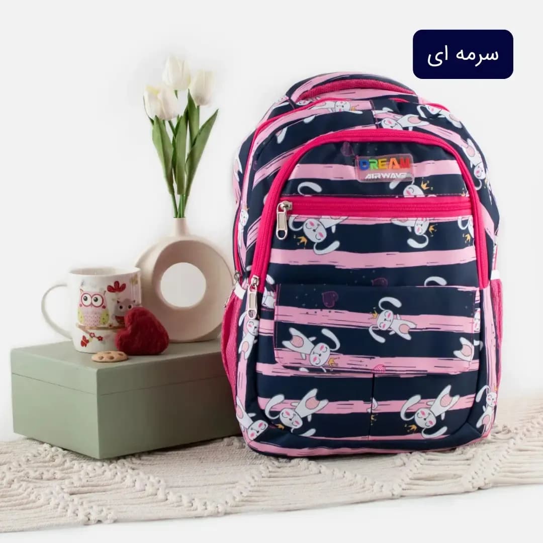 کوله پشتی پارچه ای روزمره و مدرسه سه بند مدل زیپی — تصویر ۱۱