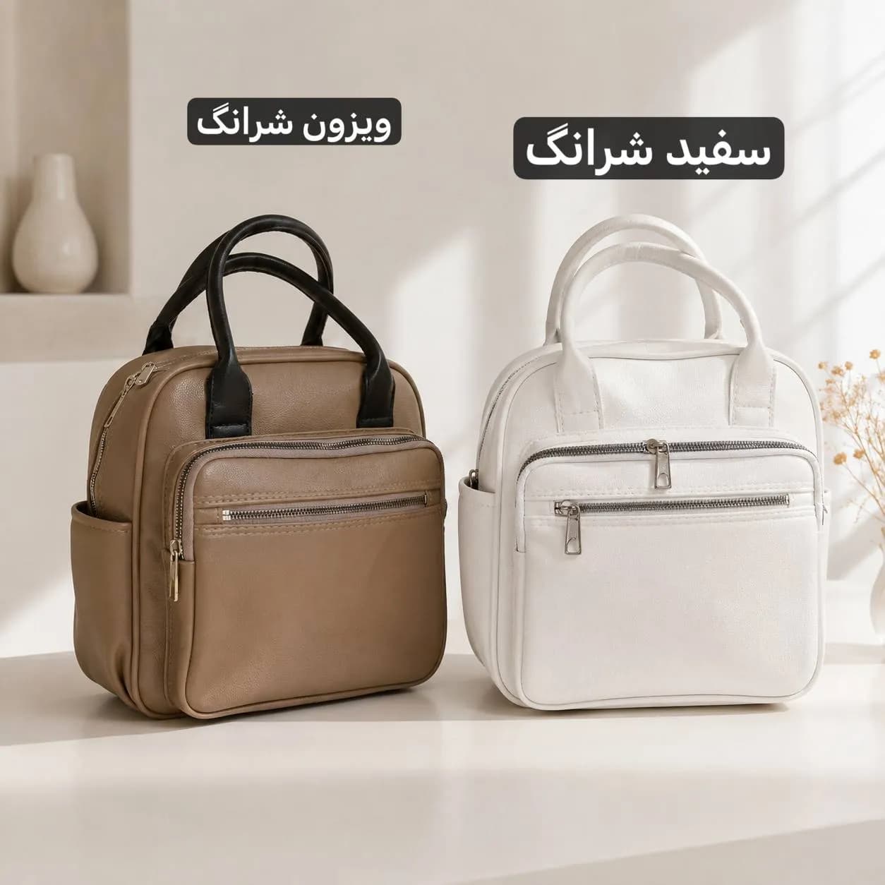 کوله دخترانه چرم مصنوعی 3 کاره روزمره ابعاد 30 در 27 سانتیمتر — تصویر ۴