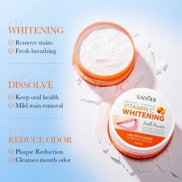 پودر سفیدکننده فوری دندان Sadoer مدل Vitamin C — تصویر ۸