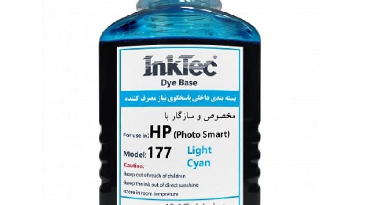 جوهر 100ml اینکتک داخلی 177 آبی روشن اچ پی Inktec 100ml ink HP 177 light cyan — تصویر ۴
