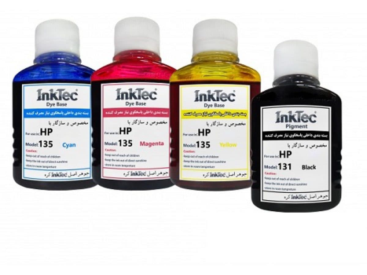 جوهر 100 میل اینکتک داخلی 131,135 سری کامل اچ پی Inktec 100ml ink HP 135,131 — تصویر ۴