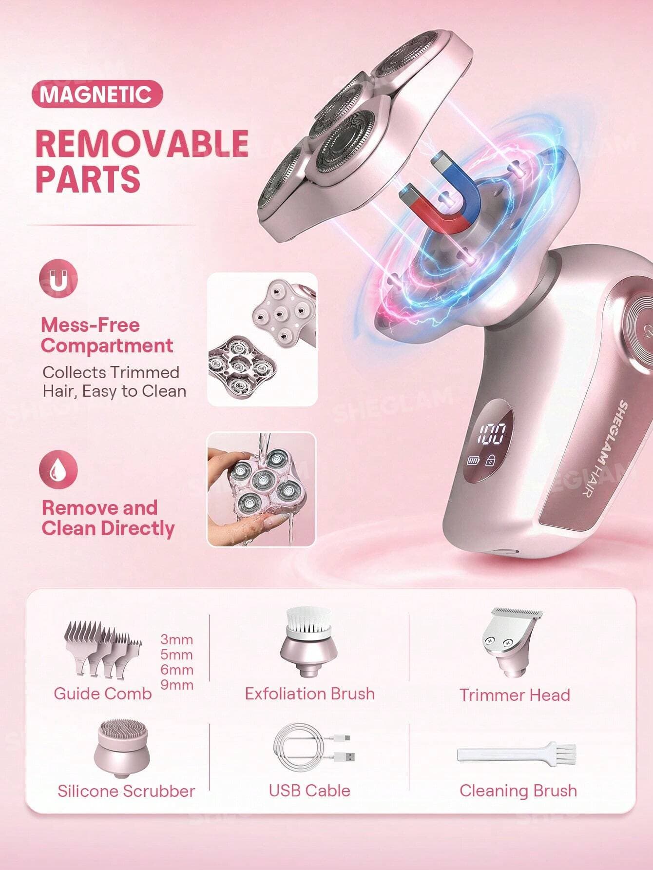 شیور 5 کاره بانوان شیگلم SHEGLAM مدل SMOOTH MOVES 5D FLASH ELECTRIC SHAVER — تصویر ۳