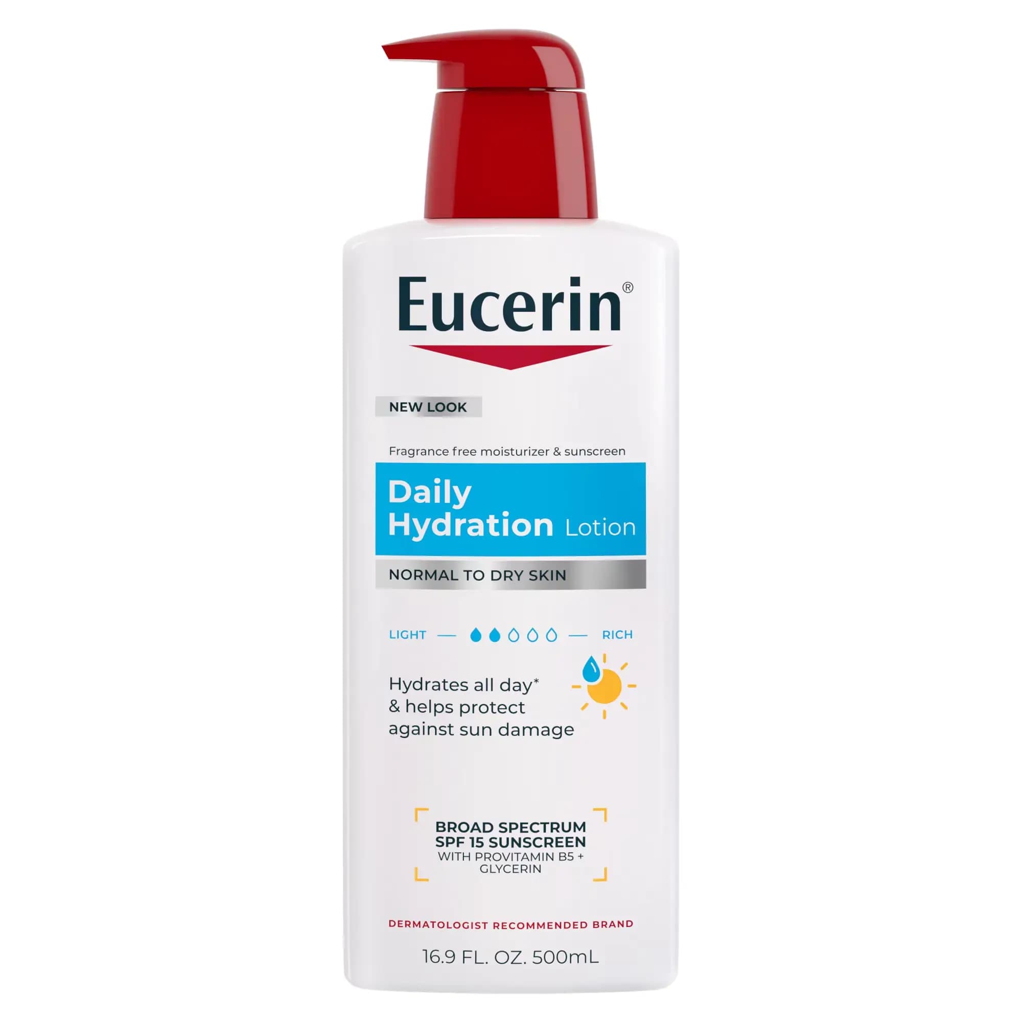 لوسیون بدن اوسرین Eucerin پوست نرمال تا خشک مدل DAILY HYDRATION حجم 500 میل — تصویر ۴