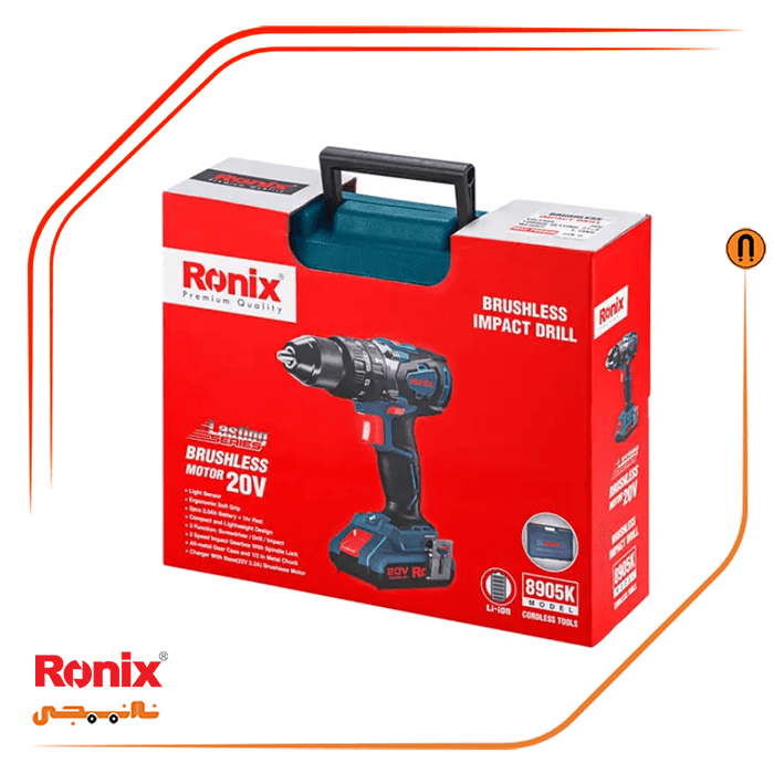 دریل پیچ گوشتی چکشی شارژی رونیکس مدل 8905k — تصویر ۳