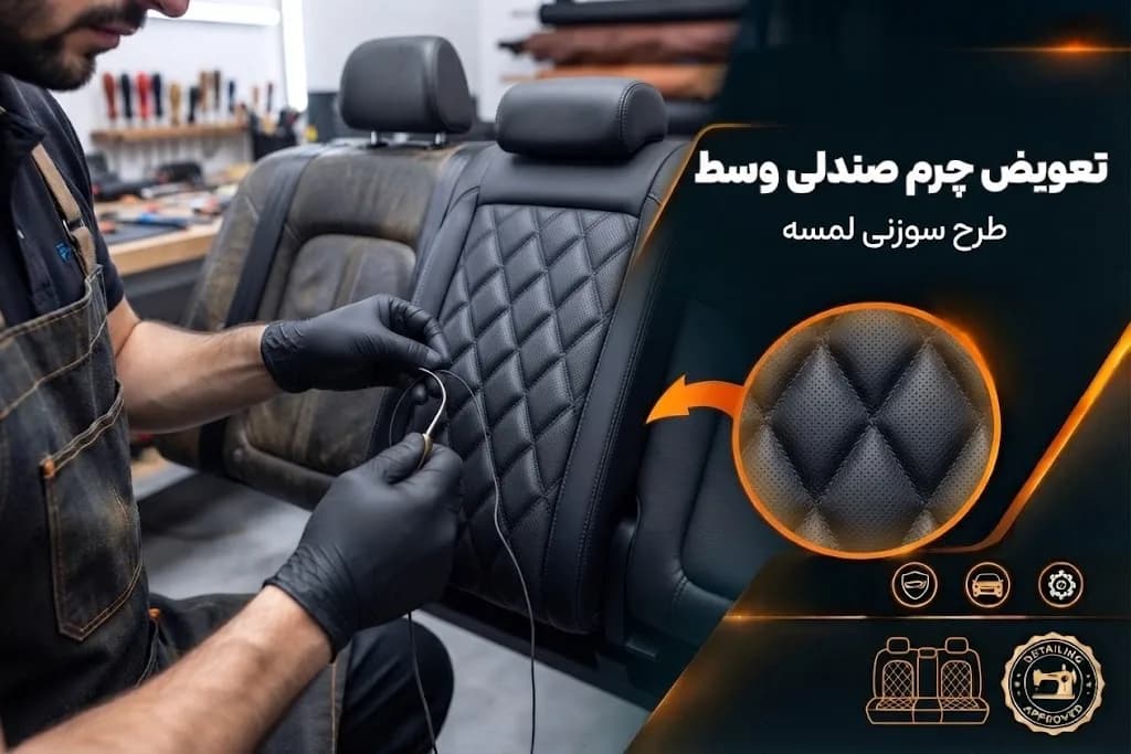 تعویض چرم صندلی وسط سوزنی لمسه — تصویر ۲
