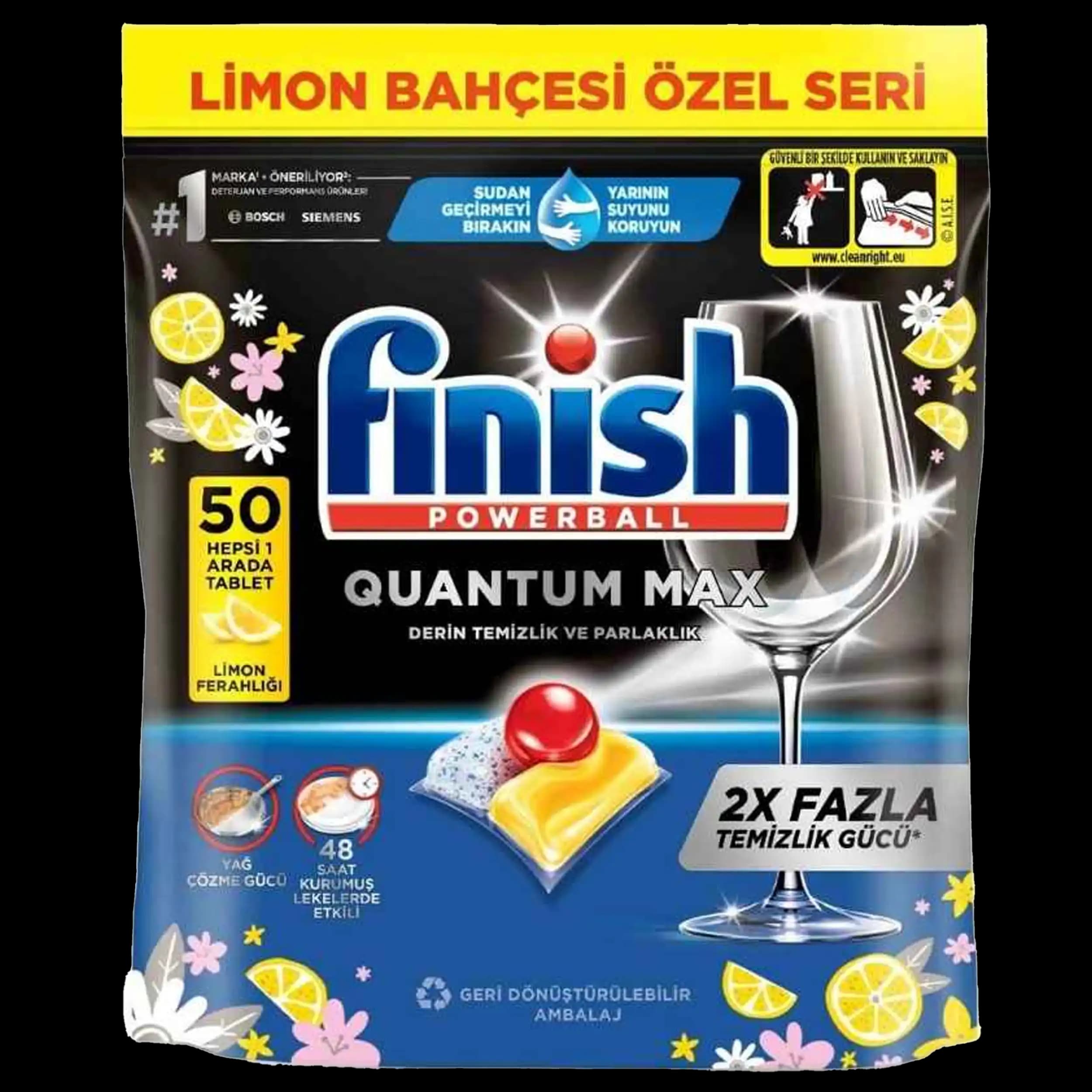 قرص ماشین ظرفشویی فینیش کوانتوم مکس لیمویی 50 عددی | Finish Quantum Max 50 Count Dishwasher Detergent Tablets