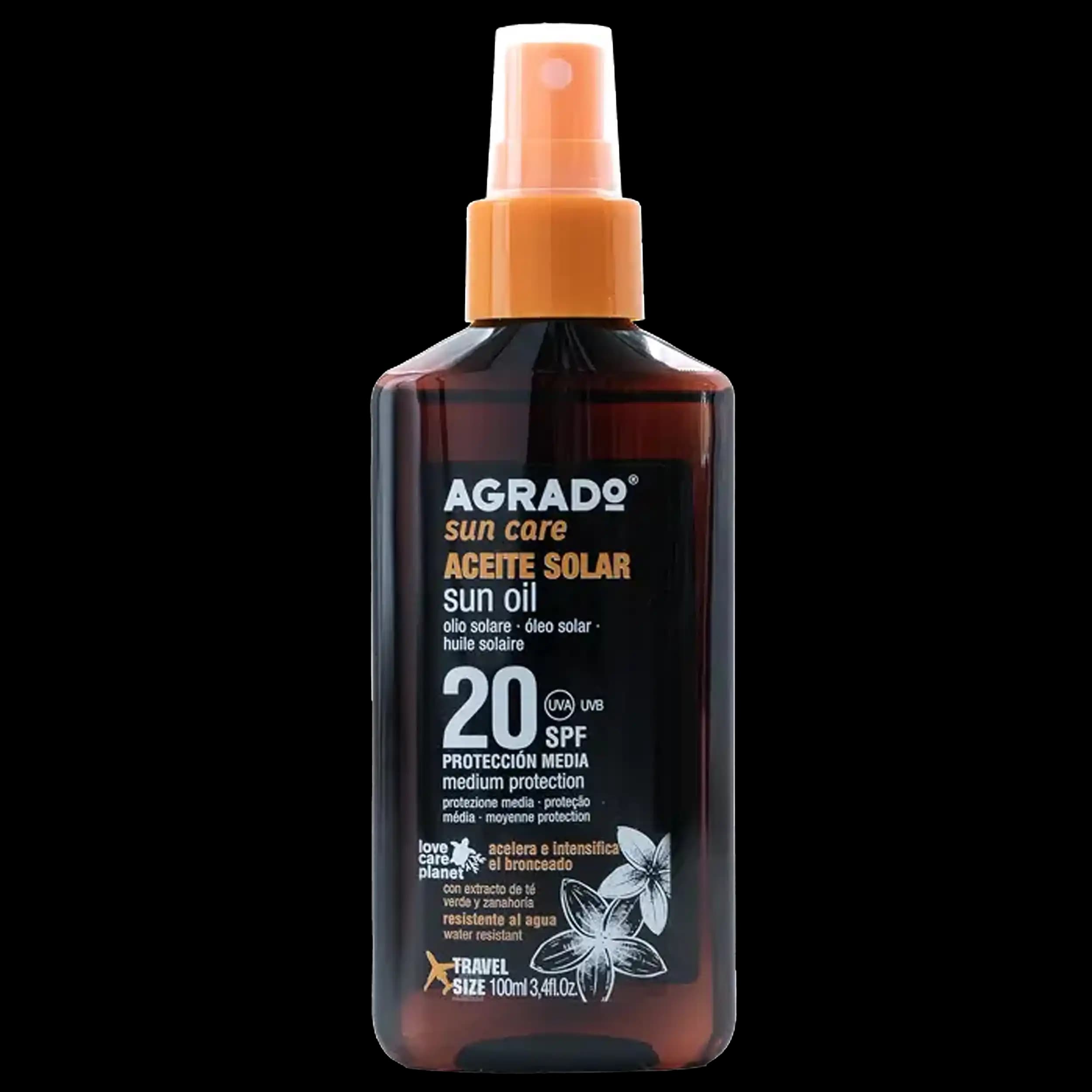 روغن آفتاب برنزه SPF 20 آگرادو 100 میل | Agrado Sun Oil SPF 20