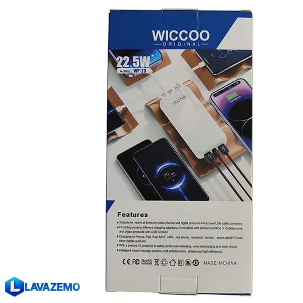 پاوربانک Wiccoo مدل WP-23 ظرفیت 20000 میلیآمپر — تصویر ۹