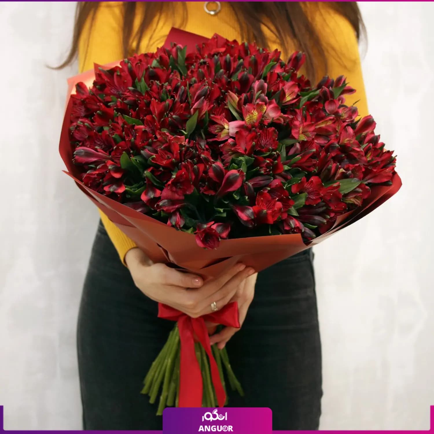 دسته گل آلسترومریا به رنگ عشق — تصویر ۶