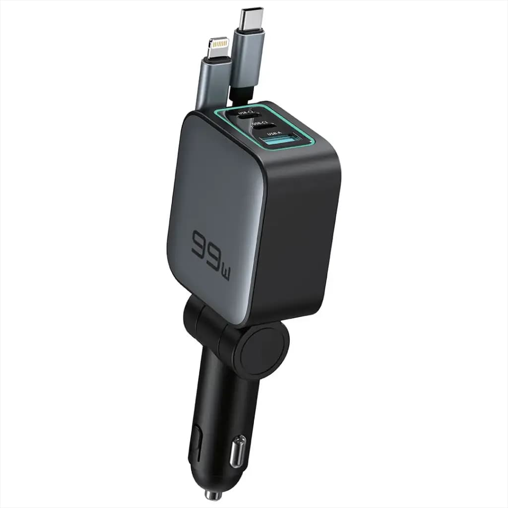 شارژر فندکی 99 وات گرین لاین مدل Retractable Car Charger — تصویر ۵